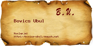 Bovics Ubul névjegykártya